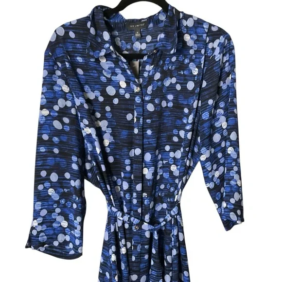 The Limited Blue Textured Dot Shirt Dress – Size 14 NWT - Picture 3 of 9
